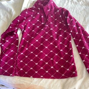 Old Navy Half Zip Fleece Sweater in Kids Medium Heart Pattern